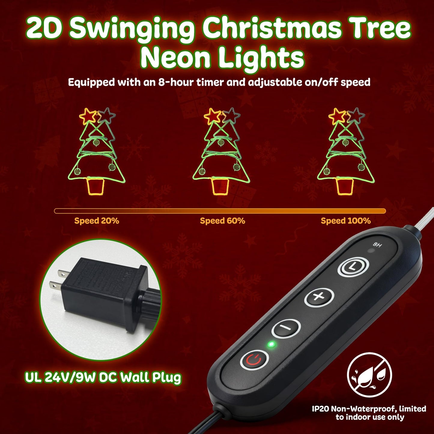 Christmas Tree Neon Sign, Tree LED Neon Light for Home Decor, 8H Timer & Speed Adjust, Festive Xmas Decorations Wall Art, Holiday Party Bedroom Living Room Cafe Bar