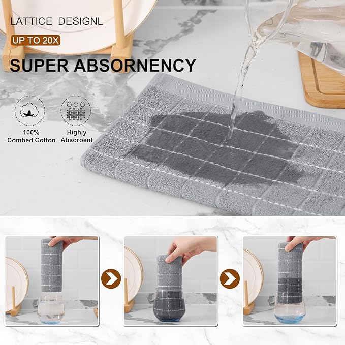 Mordimy 100% Cotton Terry Cloth Kitchen Towels, Super Soft and Absorbent Dish