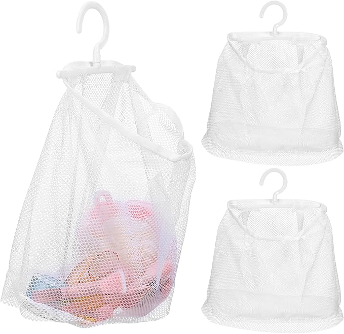 2pcs Mesh Bag with Hook Hanging Laundry Bags Multi-functional Mesh Bags