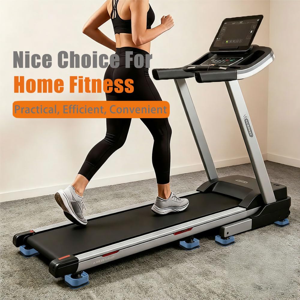 MouMouPurr 8Pcs Blue Treadmill Incline Riser Blocks, Stackable Height Adjustable Walking Pad Attachment, Non-Slip Upgrade Ramp for Home Gym Leveling & Uphill Workout, Durable Treadmill Accessories