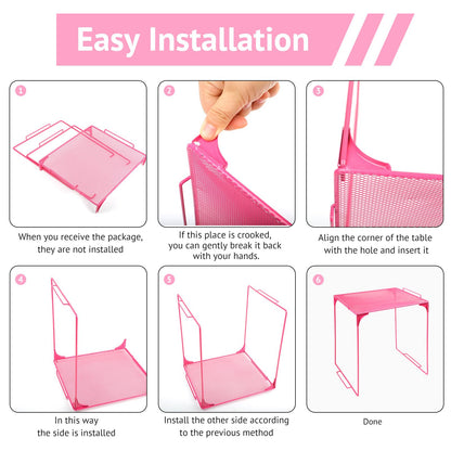 AUECOOME Locker Organizer Shelf Stackable Extra Locker Shelf for School Locker Organizer Storage Cabinet Accessories Suitable for School, Office, and Home use (1, Pink)