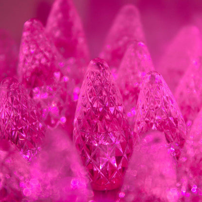 70 Pink C6 LED Christmas Lights, 24 ft Indoor/Outdoor Commercial Grade String on Green Wire, Perfect for Valentine’s Day Lighting