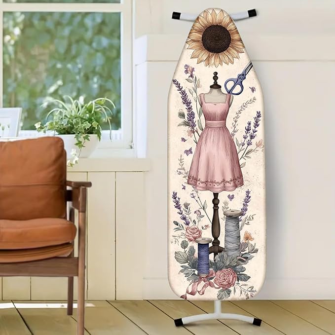 Nuxovilar Sunflower & Sewing Mannequin Pattern Ironing Board Cover, 15×54 inch