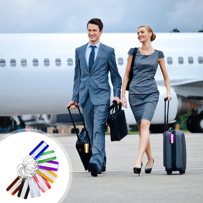 AOUTACC 8 Pack Aluminium Metal Travel Luggage Tags Suitcase Card Holder Baggage Name Address ID Bag Label with Key Ring