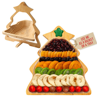 Fruit Gift Basket, Dried Fruit Christmas Tree Trivet Tray Assortment Christmas Tree | Great for Snacks, Healthy Gifts, Parties, Corporate, Sympathy, Holidays, Men, Women, Families | Bonnie and Pop