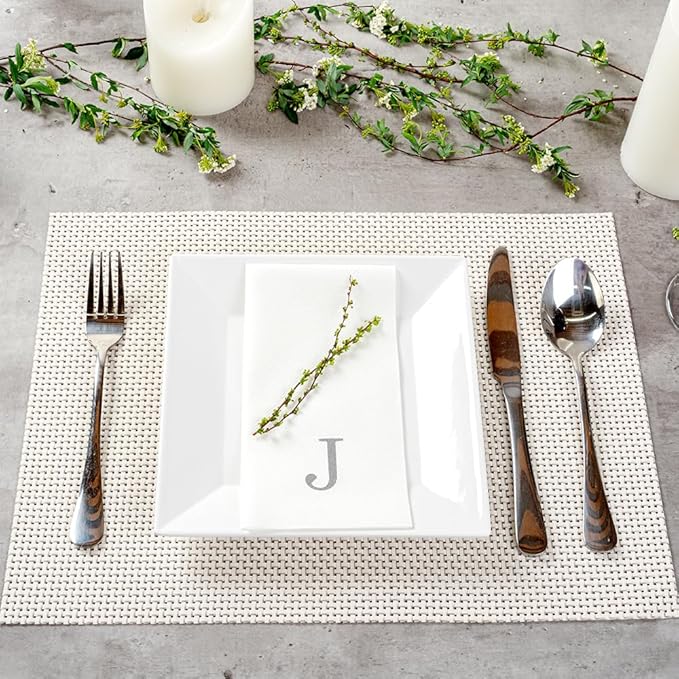 Luxenap 15.8 X 7.9 Inch Linen-Feel Guest Towels, 50 Lettered Hand Towels