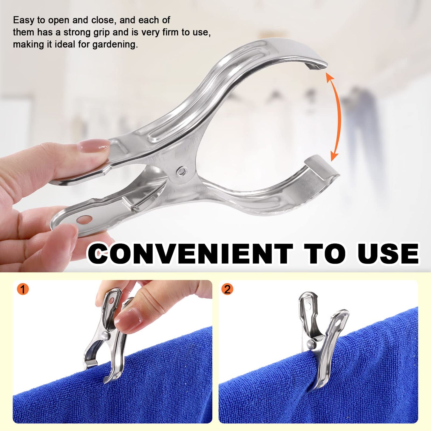 Tanstic 20Pcs 5.1 Inch Stainless Steel Greenhouse Clamps Garden Clips Greenhouse Clips Heavy Duty Garden Clips with Strong Grip and Large Open Mouth for Netting Holding