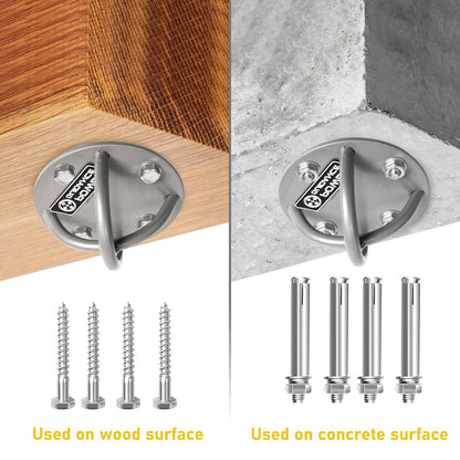 POWER GUIDANCE Wall and Ceiling Mount Bracket for Suspension Straps, Gymnastic Rings, Yoga Swings & Hammock Resistance Band Battle Rope (Sliver, Set of 2)