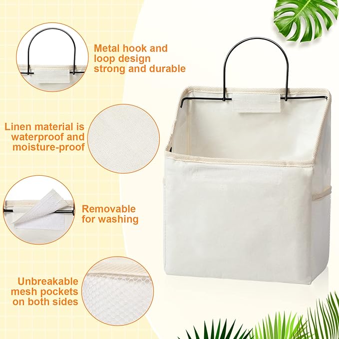 Chumia 6 Pack Wall Hanging Storage Basket Bathroom Closet Hanging Storage Bag