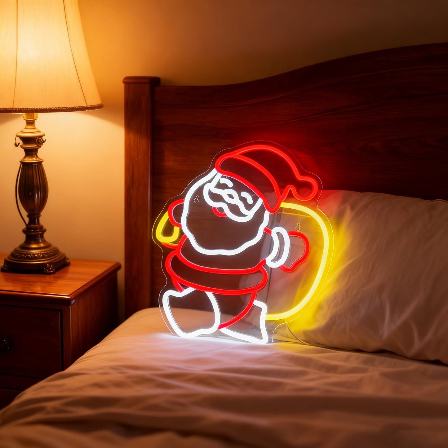 Mvorixa Santa Claus Neon Sign Christmas LED Wall Light for Holiday Decor, USB Powered Red White Yellow Santa Neon Lights for Home Bedroom Kids Room Party Christmas Gift Decorations