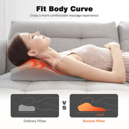 Boriwat Back Massager with Heat, 3D Kneading Massage Pillow for Back, Neck, Shoulder, Leg Pain Relief Deep Tissue, Gifts for Women Men Mom Dad