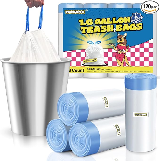 1.6 Gallon Mini Trash Bags Drawstring