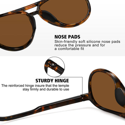 STORYCOAST Polarized Aviator Sunglasses for Men Women Classic Retro Aviators Sports Driving Running Sun Glasses 3Pack-Black+Tortoise/Brown+Leopard/Gradient Brown