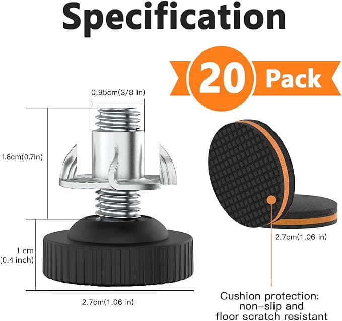 20 Pcs Adjustable Furniture Feet Levelers