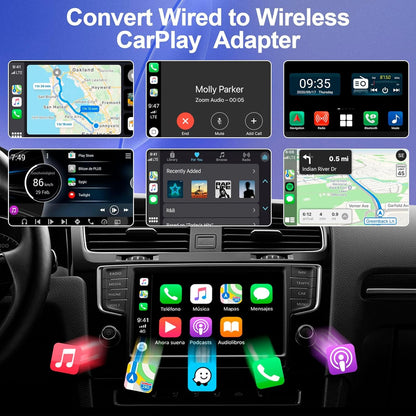 Wireless CarPlay Adapter 2025 Upgraded, Wireless CarPlay Dongle, Converts Wired CarPlay to Wireless, Plug and Play Car Play Wireless Adapter, Compatible with Cars from 2016 & iPhone iOS 12+（Black）