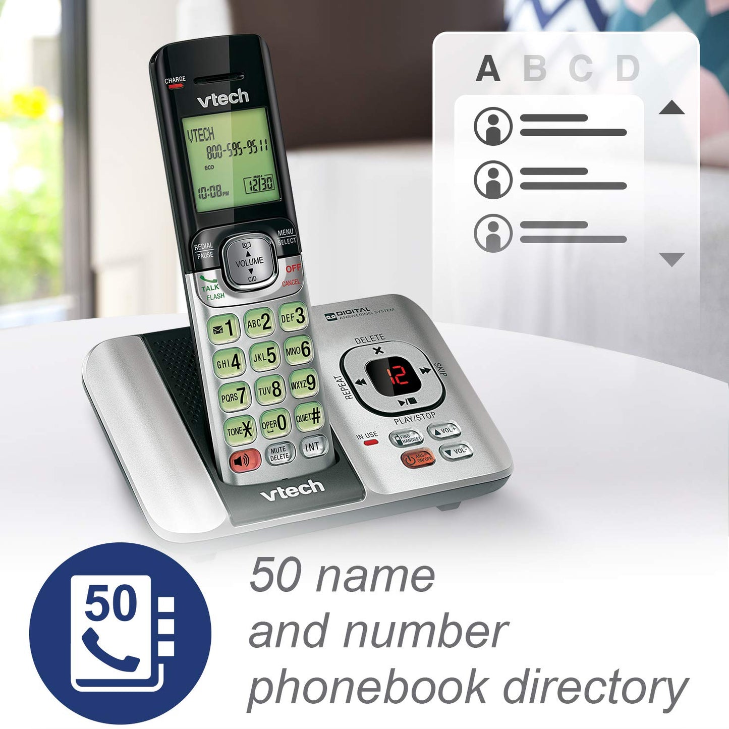 VTech CS6719-2 2-Handset Cordless Phone with Caller ID/Call Waiting, Handset Intercom & Backlit Display/Keypad, Silver