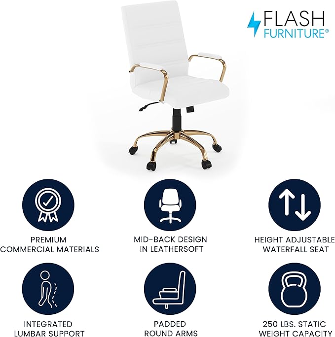 Flash Furniture Whitney Mid-Back Swivel LeatherSoft Desk Chair