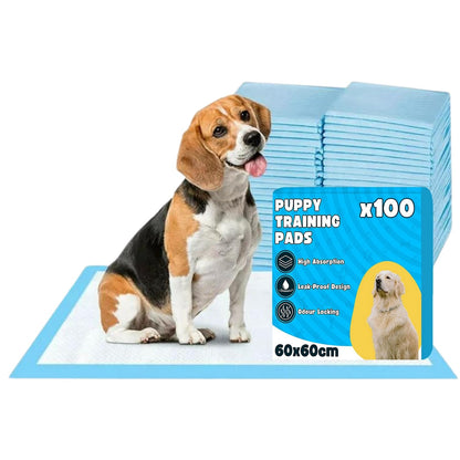 Bazaar Large Puppy Pads 100 Pack Disposable Puppy Training Pads 60x60cm | Highly Absorbent Leak-Proof Dog Training Pads | Premium Quality Quick-Dry Dog Pads (60x60cm - 100 Count)