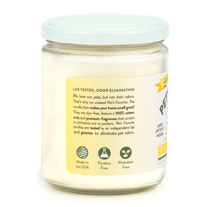 Pet's Favorite Lemon Scented Candles, Clean Burning Pet Friendly Candles with a Natural Fiber Wick and 70 Hour Burn Time, Lemon Zest Pack of 1