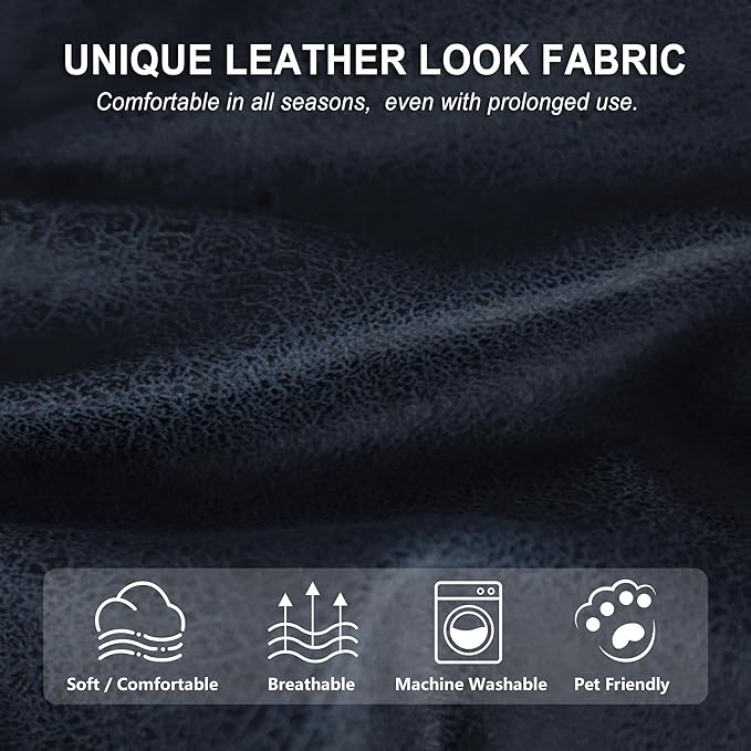 ANARACHON Leather Look Loveseat Recliner Cover, 6-Pieces Stretch Dual Recliner