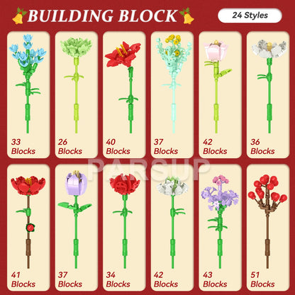 Christmas Advent Calendar 2025, Flower Building Blocks, 24 Days Countdown Calendar Toys, Building Brick Toys Party Favors, Xmas Gifts