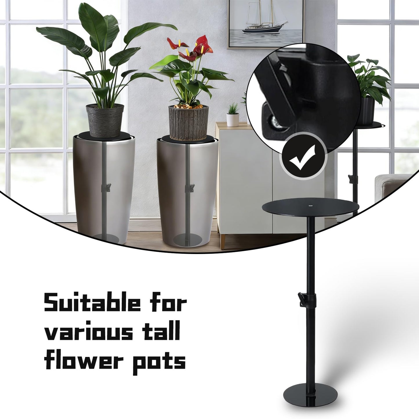 DZHPSRSZ Adjustable Plant Risers for Inside Pots, Pot Risers for Outdoor Planters, 11-20" Height Planter Insert Filler for Large Pots(6"/8"/10" Base Top, Set of 1)