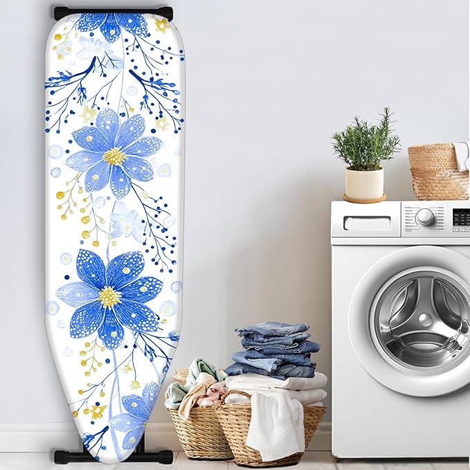 Nuxovilar Blue Flower & Yellow Bud Ironing Board Cover, 15 * 54inch, Fit Most