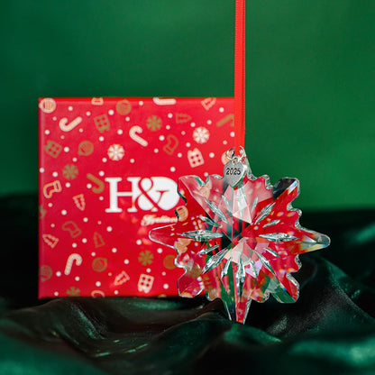 H&D HYALINE & DORA 2025 Crystal Snowflake Ornament Clear Faceted Crystal Snowflake Christmas Ornament Sun Catcher Hanging for Home Decor