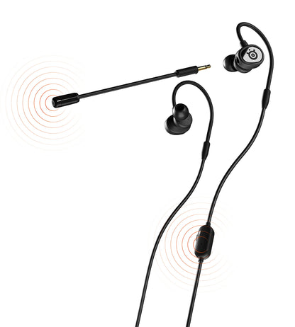 SteelSeries Tusq Gaming Earphones with Detachable Microphone Noise Cancelling for PC/PS/Switch/Smartphone,Ear-Hook,Black,3 Settings to Fit Your Ear Size