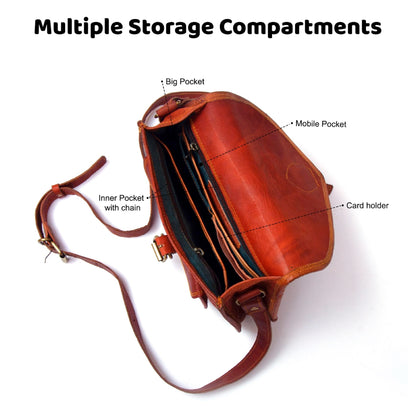 Firu-Handmade Women Vintage Style Genuine Brown Leather Crossbody Shoulder Bag Crossover Satchel ladies Purse Tote Handbags Travel