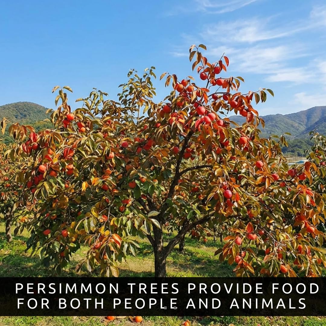 3 Live American Persimmon Trees for Planting – Bare Root Dormant Seedlings 1–2 Ft Tall – Diospyros Virginiana Fruit Trees for Planting – Hardy Outdoor Garden Fruit Plants (3 Trees)