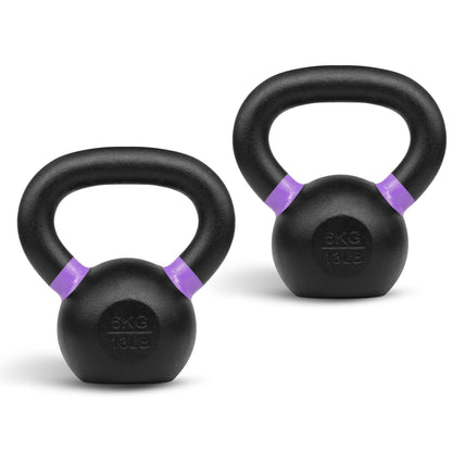 Yes4All Powder Coated Kettlebell, Cast Iron Core Kettlebells with Non-Slip Handle & Flat Bottom for Conditioning, Heavy Duty for Strength Training, 9lb to 71lb - Single & Pair