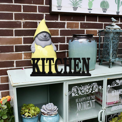 Linfevisi Black Wood Kitchen Sign Standing Block Letters Sign Rustic Freestanding Wood Word Decor Decorative Kitchen Table Sign Cutout Word Art Kitchen Shelf Decor (Black Kitchen Sign)