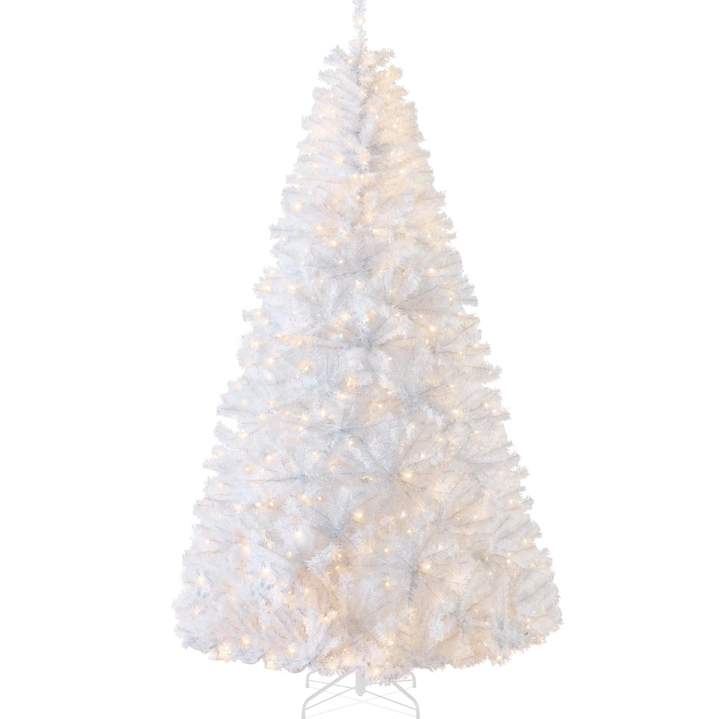 Best Choice Products White Christmas Tree 4.5ft Pre-Lit Artificial Pine Tree Premium Holiday Decoration w/Warm White Lights, Stand, Easy Assembly