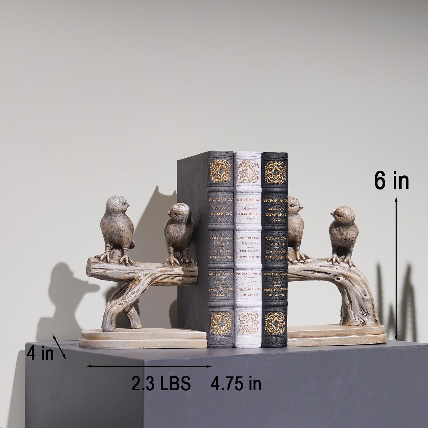 Decorative-Bookends Birds Book-Ends Heavy Duty - Unique Book Ends to Hold Books Heavy Duty Antique Book Stoppers for Shelf Office Desk Books Stand Organizer 2.3 LBS 4.75 * 4 * 6 in Newman House Studio