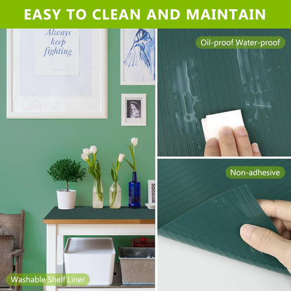 Shelf Liners Non Adhesive Kitchen Drawer Cabinet Liner, Waterproof Durable Liners for Shelves Refrigerator Pantry Cupboard Protector Mat, Green 11.8 x 78.7 inches