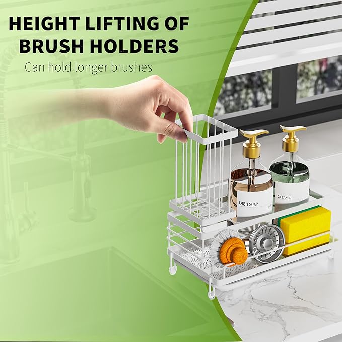 Cisily Stainless Steel Kitchen Sink Caddy Organizer, Sponge Holder