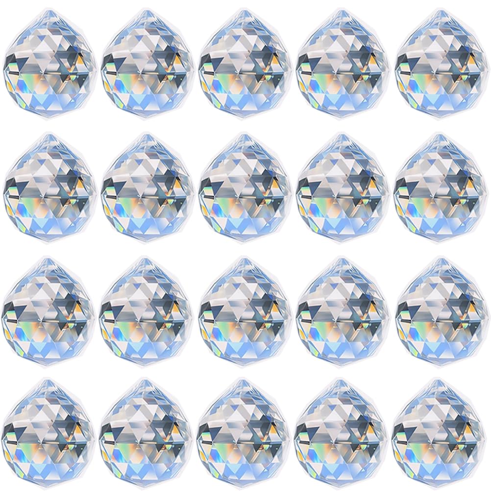 Crystal Prism Ball Sun Catcher - 20 Pack 30mm Hanging Decor for Windows, Wedding, Home, Feng Shui, Chandelier Pendant - Rainbow Maker, DIY Crafts, Gift Idea
