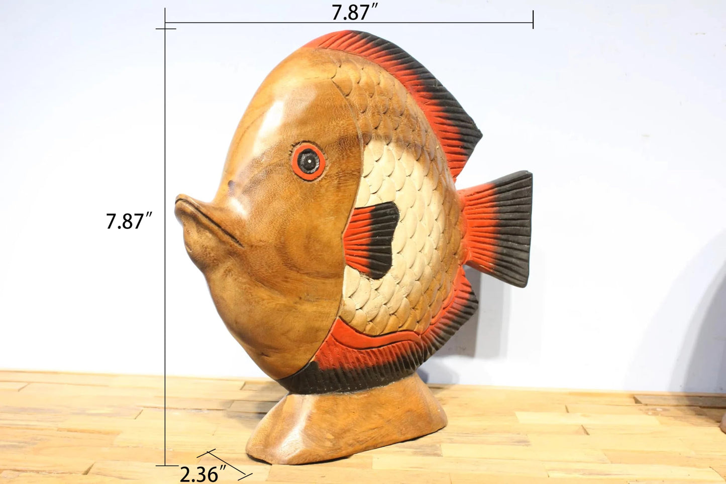AHZGBL Wooden Tropical Fish Figurine, Hand Carved Solid Wood Fish Statue from Thailand, Handcrafted Home Art Decor, Ocean Style Collectibles for Living Rooms, Cafes, Offices, Display Cabinets, Shelves