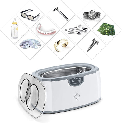 LifeBasis D-2000 Ultrasonic Cleaner Jewellery Cleaner Machine 420ML 45000Hz Silver Cleaner with Watch Stand for Cleaning Jewelry Necklaces Rings Glasses Watches Coins Razors Guin-ness Surger Tins