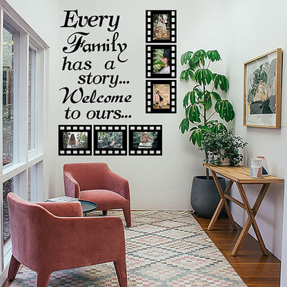 Every Family Has a Story,Family Wall Stickers Decor for Living Room,Contains 6 Pcs 4 x 6 Inch Picture Frame Inspirational Wall Decals Quotes
