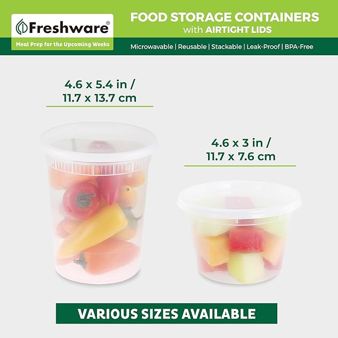 Freshware 48 Pack of 16 and 32 oz, 24 sets each size Food Storage Containers