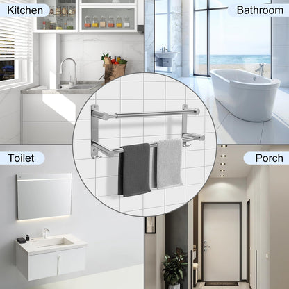 zmnklry Double Towel Bar, Stainless Steel Adjustable 16 to 28In Double Towel Racks for Bathroom, Double Bath Towel Bar,Applicable to Bathrooms and Kitchens