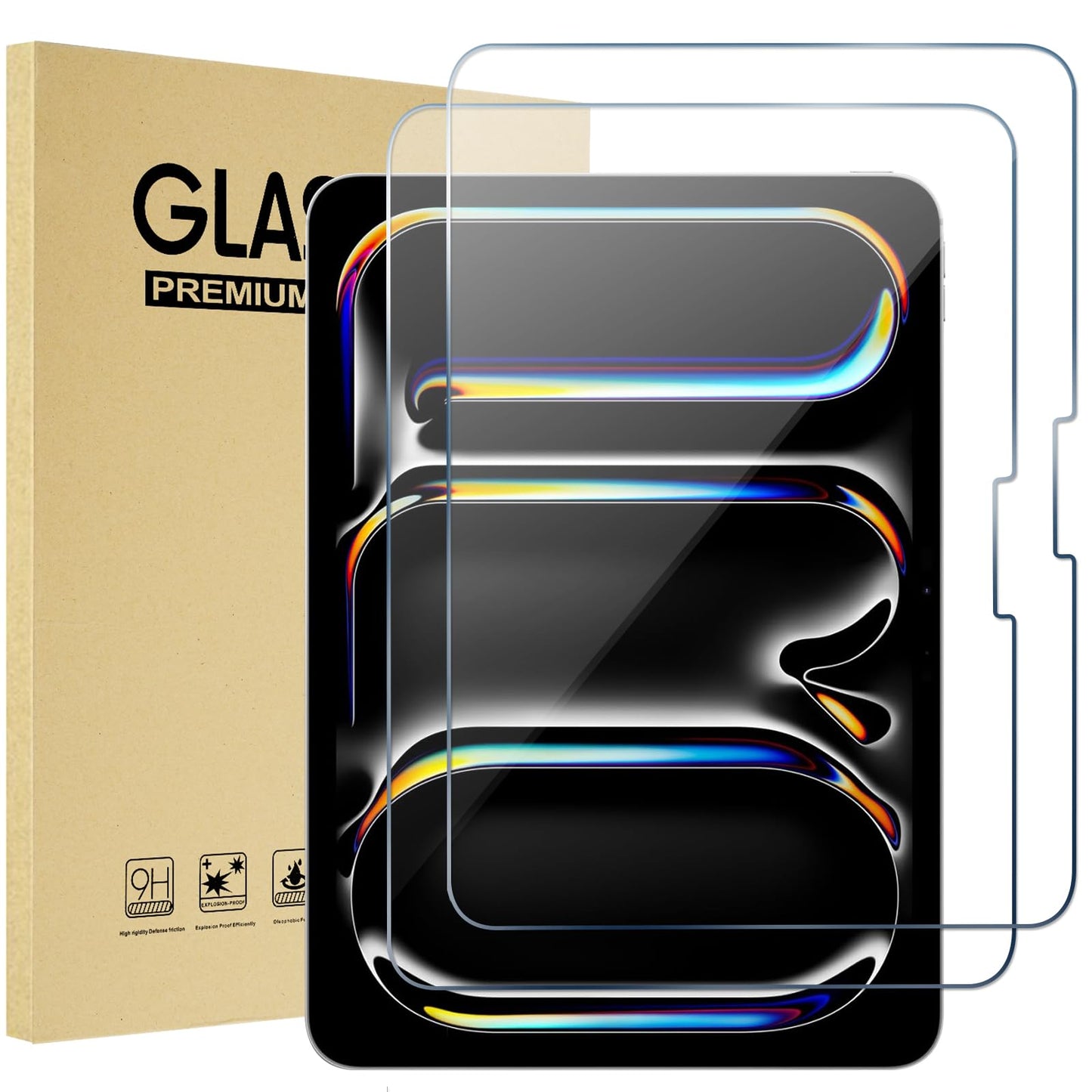 ProCase 2 Pack Screen Protector for iPad 9th 8th 7th Generation 10.2 Inch (2021/2020/2019), Tempered Glass Film for A2602 A2603 A2270 A2197 -Clear