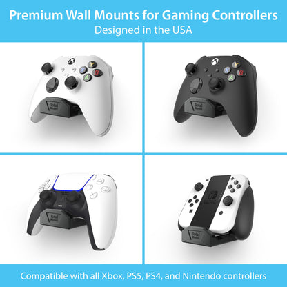 TotalMount Controller Wall Stands (4 Pack) with Non-Slip Pads & Removable Adhesive for Xbox, PS5, PS4, and Nintendo – These Premium Holders Won’t Damage Your Wall with Screws or Permanent Adhesive