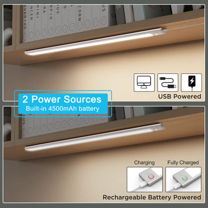 SOAIY LED Dimmable Under-Unit Light 60 cm Kitchen Lamp 4500 mAh Rechargeable Cabinet Lighting with Motion Sensor 3 Light Heat 2700 K - 6500 K Magnetic Light Strip for Kitchen Cabinet Wardrobe Bathroom