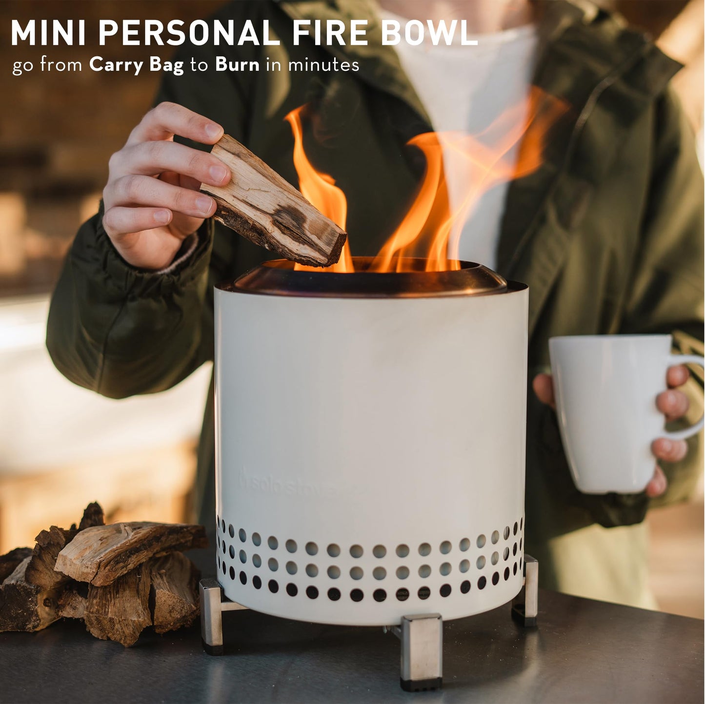 Solo Stove Mesa XL Tabletop Fire Pit with Stand | Low Smoke Outdoor Table Top Fire Pit | Fueled by Pellets or Wood, Stainless Steel, With Travel Bag, H: 21.8 x D: 17.8cm, 1 kg, Water