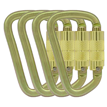 Auto Locking Carabiner 30KN=6500lbs Heavy Duty Large Clip Climbing Carabiner Twist Lock Carabiners for Rock Climbing, Camping, Gym,Rescue (CE Rated,D Shape),Gold