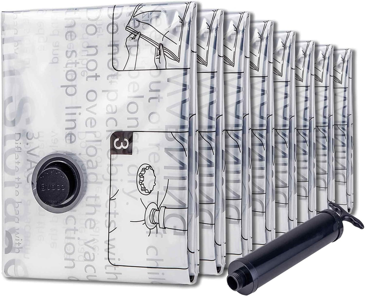 SUOCO 8 Jumbo Vacuum Storage Bags, Vacuum Seal Bags for Clothing, Travel Space Saver Bags for Luggage Clothes Pillows Comforters Blankets Bedding