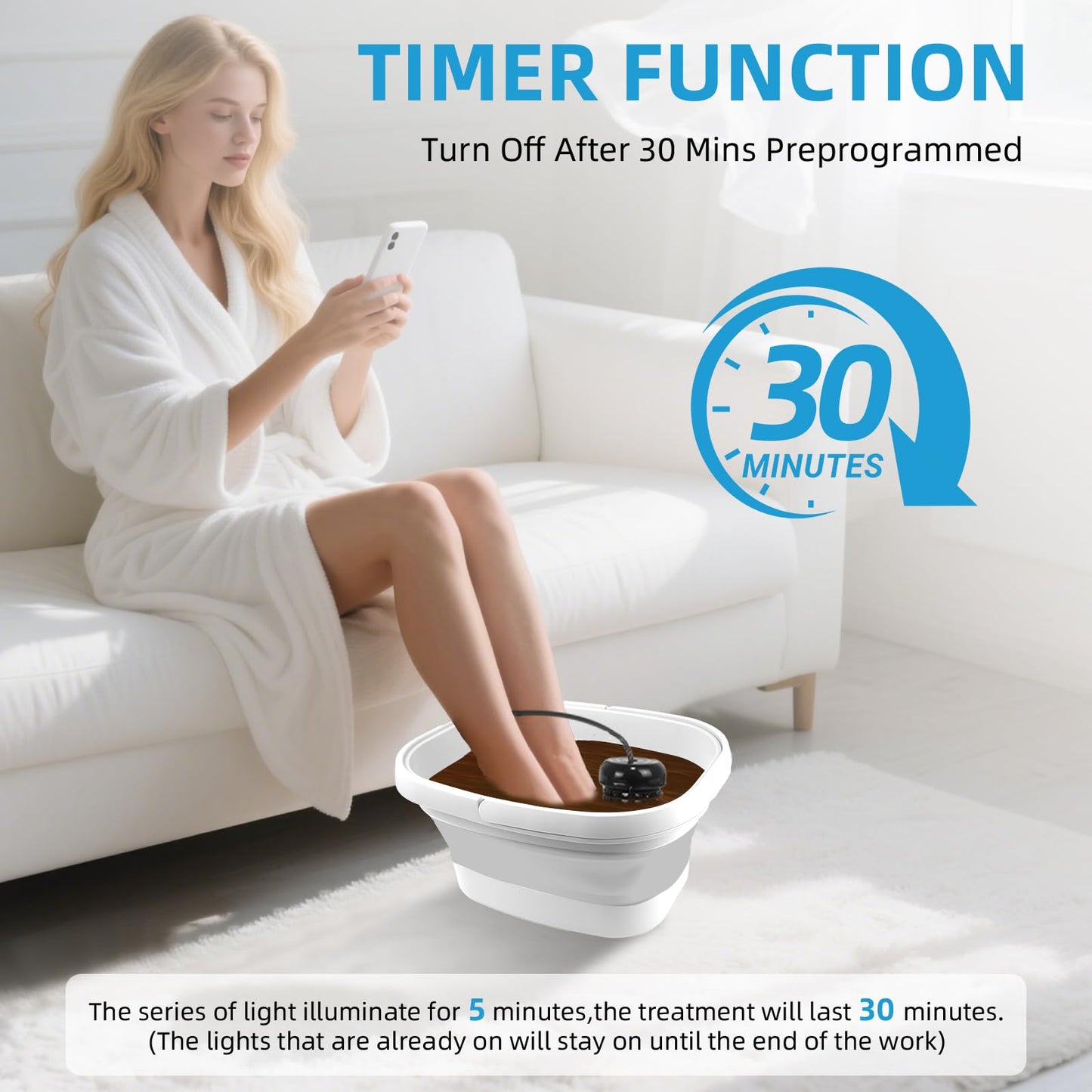 Ionic Foot Bath Detox Machine - For Toxins, Heavy Metals & Free Radicals Comes with 2 Ionic Effector, 80 Disposable Foot Bath Bucket Mats, Foot Bath Sea Salts, Fold-Out Tub, Gift for Men and Women